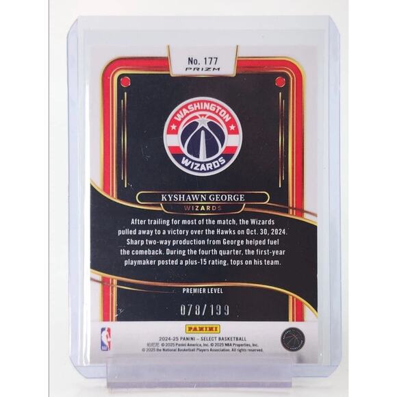 2024-25 Panini Select - Premier Level Kyshawn George #177 Red Prizm /199 (RC) - Picture 2 of 2